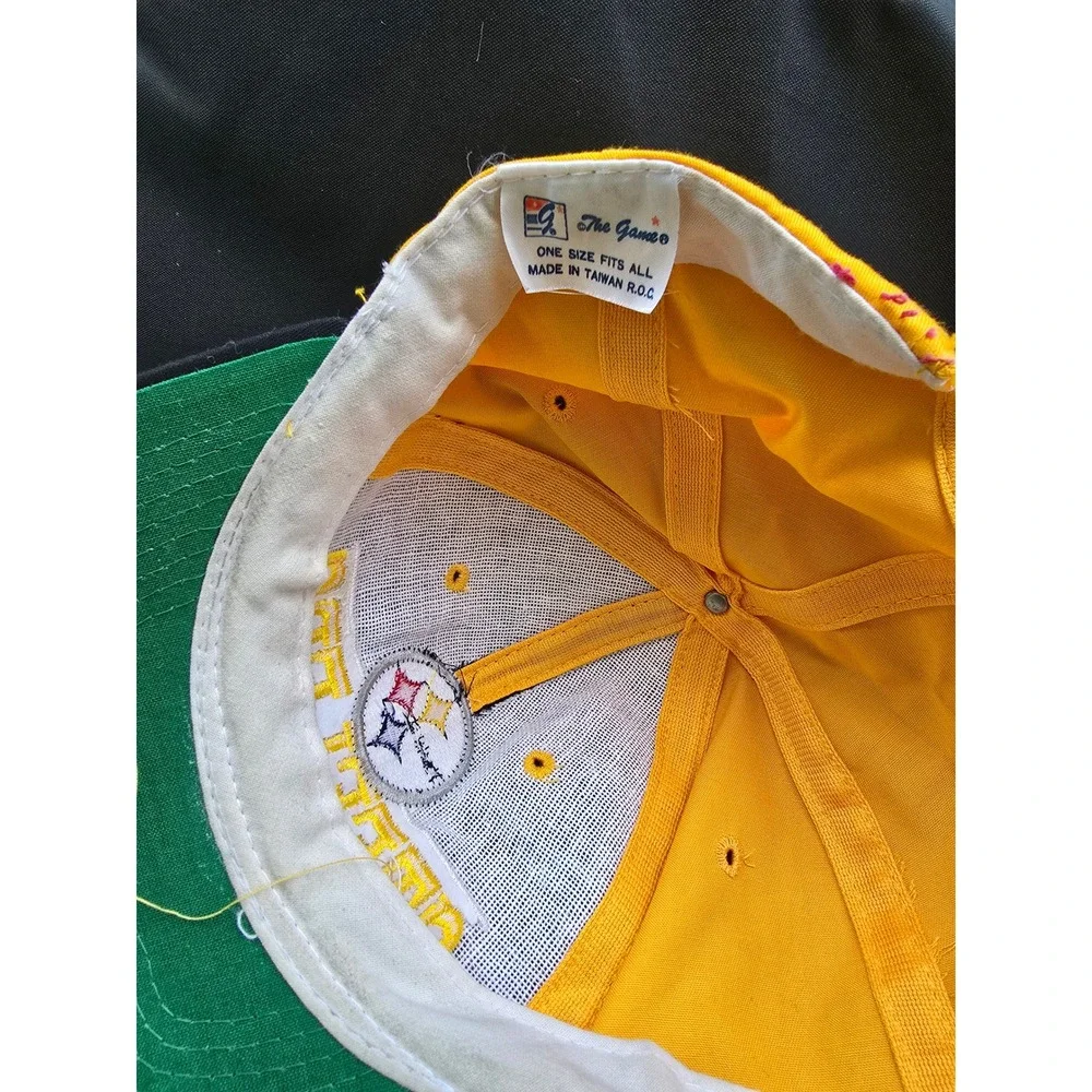 Vintage Pittsburgh Steelers The Game Snapback Hat Black Yellow NFL 90s Cap OSFA
